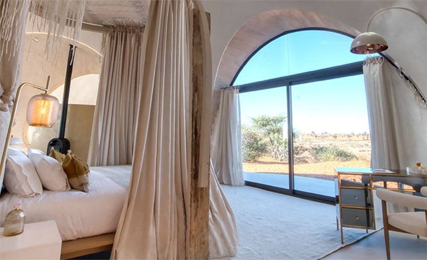 Reverie Kalahari Pod, bedroom, view, Namibia